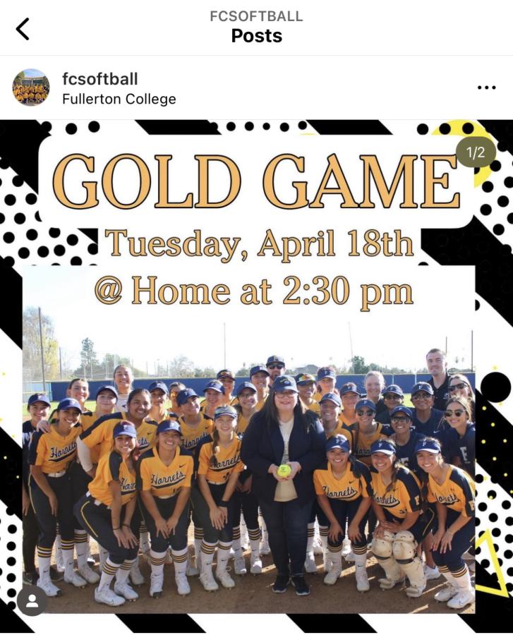 Following The Hornet's article on potential Title IX violations published Monday April12, President Cynthia Olivo called a meeting with the coaching staff Wednesday April 14. This picture was posted at the team's recent Gold Game against Palomar College on Tuesday, April 18, 2023.