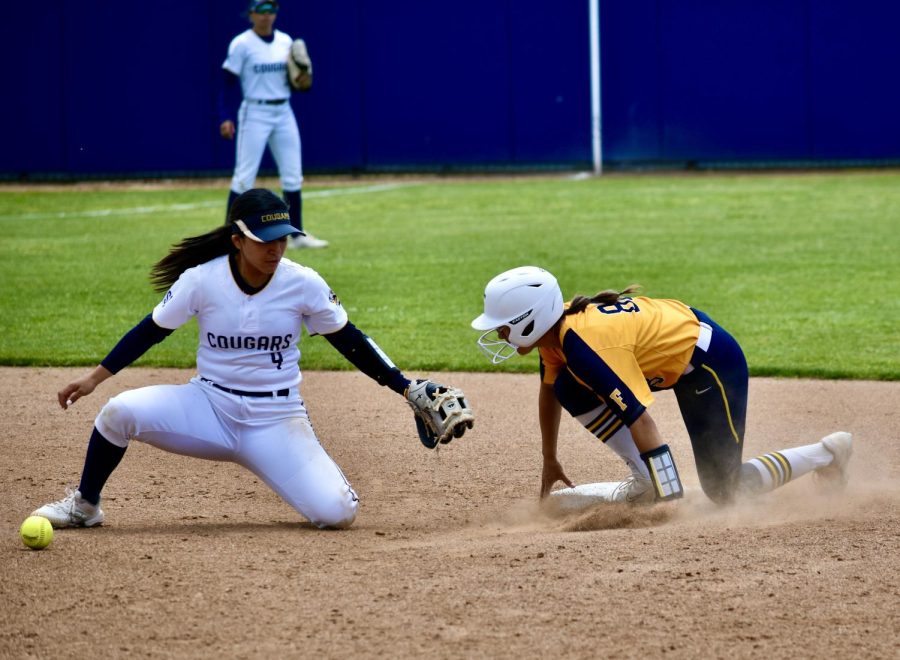 Freshman second baseman Jordan Elias steals second base putting her at scoring position during Saturday's home game win on May 6, 2023.