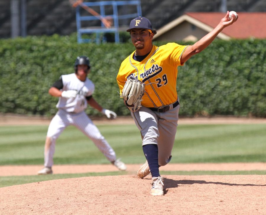 Sophomore Nathen McManus for Fullerton he pitched for 1 inning. He was the save where relief pitcher under certain circumstances against La Vally at Fullerton College on May 13, 2023.