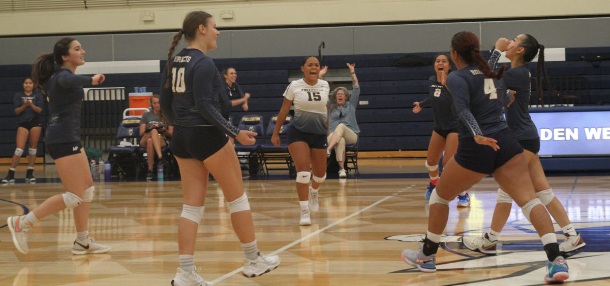 Freshman libero Joshlynn Lopez and her teammates do not hide their passion and emotion after scoring a huge point Wednesday, Sept. 20, 2023 inside The Hornets Nest.