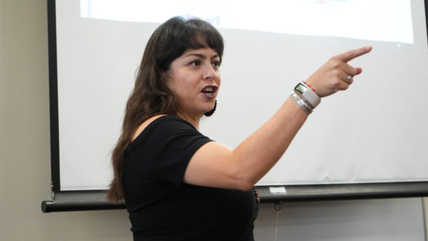 Rio Medina speaks to attendees during Indigenous People's Day in Cruz Reynoso Hall on Monday, Oct. 9, 2023.