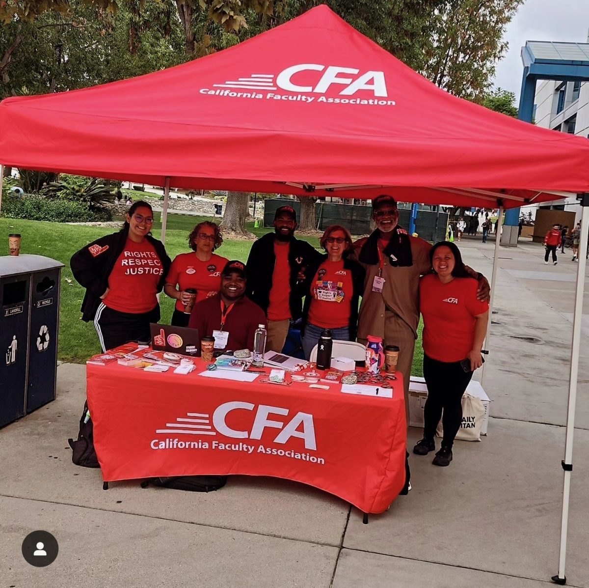 California Faculty Association members have a gathering at California State University, Fullerton on Tuesday, Nov. 7, 2023.
