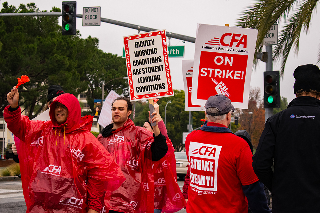 CSUF staff, students, and supporters look to make their voices heard via a work stoppage on campus on Monday, Jan. 22, 2023. After one day of picketing, the two sides agreed on a tentative deal.