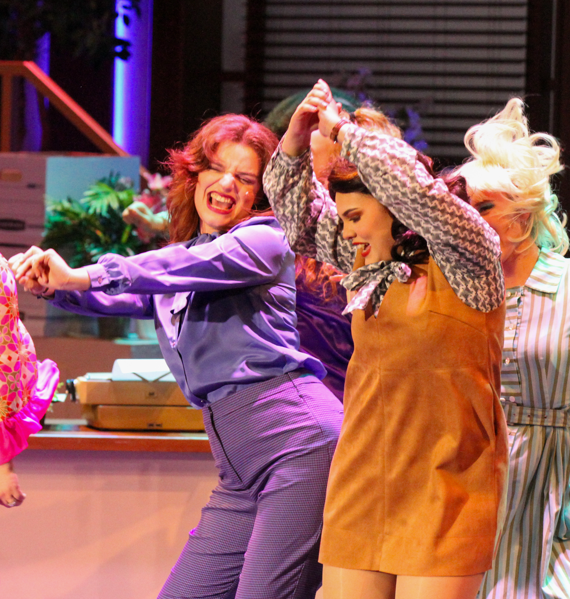Paige Zell (left) and Magaly Becerra (right) perform during the final act of 9 to 5: The Musical on Wednesday, March 13, 2024.