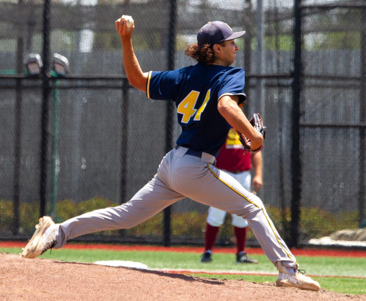Sophomore Matt Romero fires a pitch during the 4th inning of the game against Saddleback College on May 9, 2024.