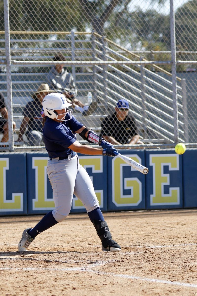 Veronica Moore barrels up the ball for a base hit on Oct. 25, 2024.