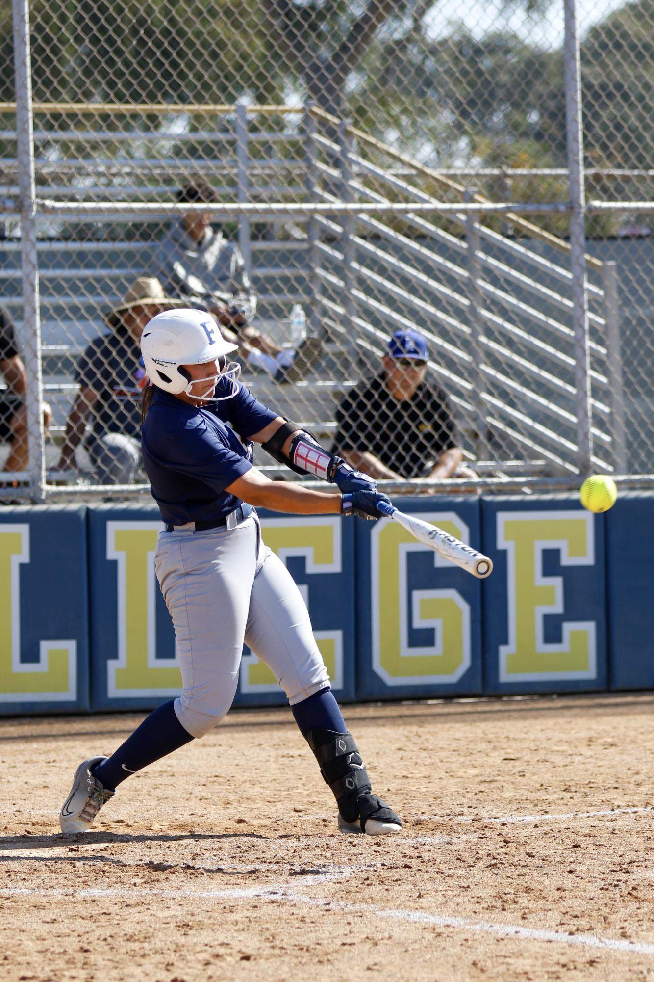 Veronica Moore barrels up the ball for a base hit on Oct. 25, 2024.