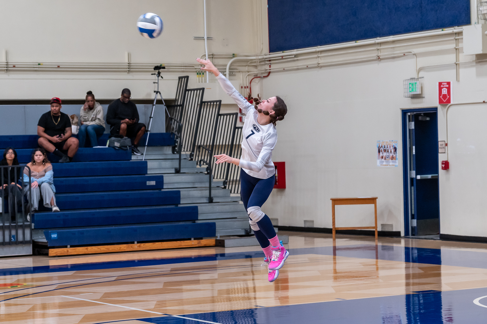 Freshman Emma Orrell, opposite position, sets up a strong serve against Riverside City College on Oct. 25, 2024.