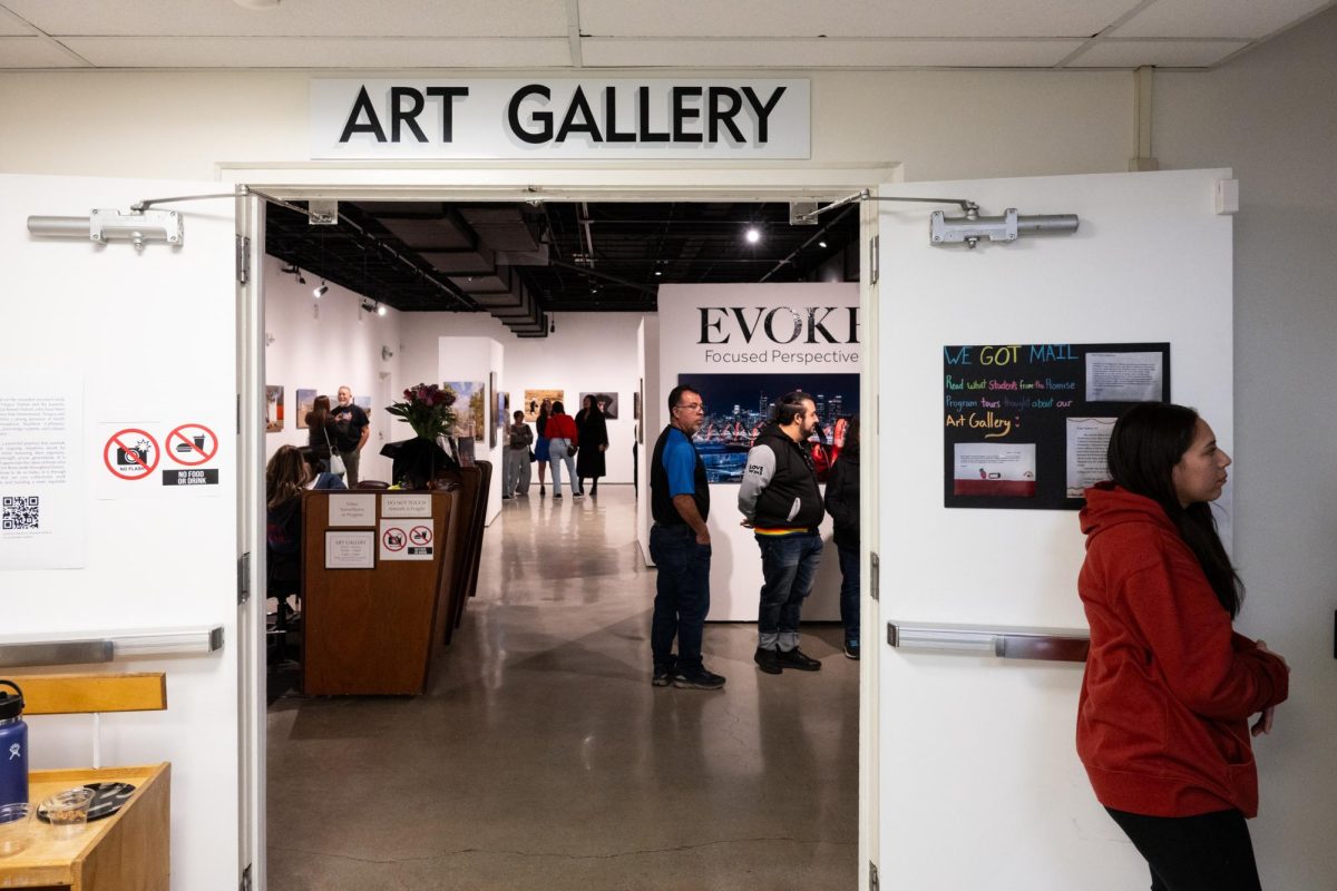 Entrance of Fullerton College's art gallery during the closing ceremony of the photo exhibit EVOKE on Thursday Jan. 23.