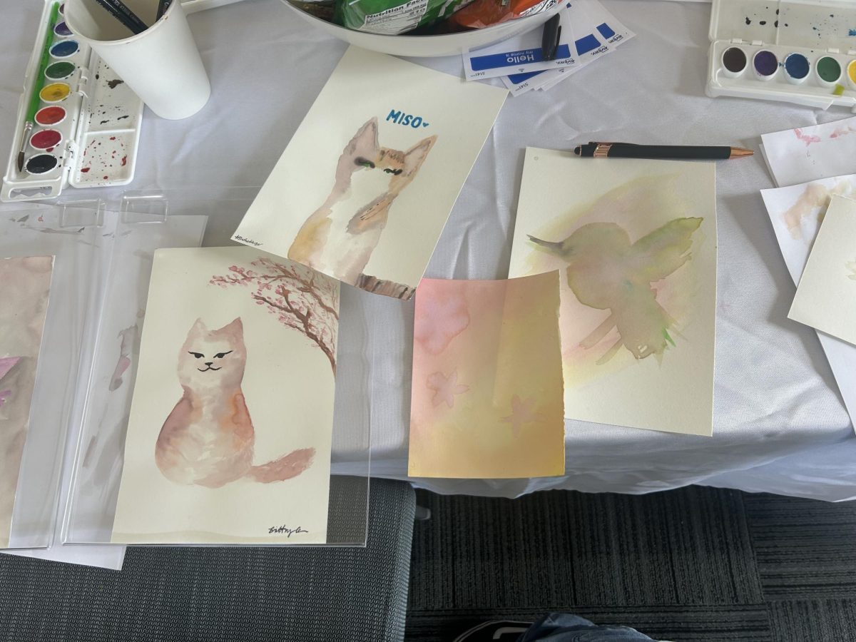 Student art pieces that were painted in the APIDA Resource Center at the Watercolor Workshop on Feb. 18, 2025.