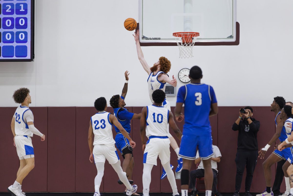 Joe Grahovac goes up for the block on the San Bernardino Valley College player to deny him the two points in the semi-final game of the 3C2A State Tournament in Mt. San Antonio College Walnut, Calif. Saturday, March 15, 2025