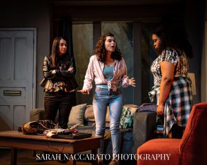 (From left to right) Melissa Orozco, Isabela Gutierrez and Mikayla Nance of the Fullerton College Theater Arts' "Craigslisted."