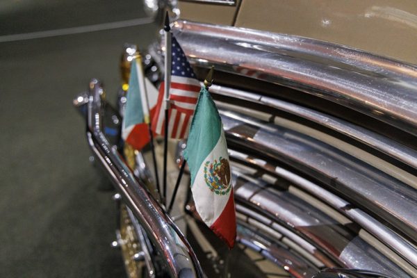 The American and Mexican flags are placed on the grille. This car can be seen starting Sept. 13 at Muzeo Museum and Cultural Center.