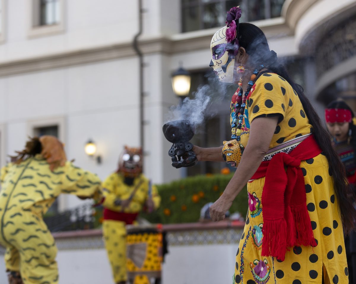 Live "Danza de los Tecuanes" (Dance of the Jaguars) at the Fullerton College Dia de los Muertos celebration on Oct. 23 2025.