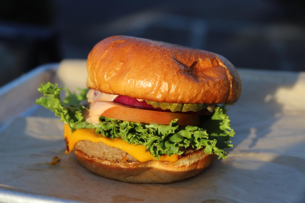 Calling all vegan skeptics! Check out the classic burger at Chicana Vegana for $15.75, which is just as juicy and tasty as the real thing. Featuring your choice of an Impossible or Beyond patty, american “cheese” made of tapioca starch, lettuce, tomato, pickles, Thousand Island sauce, grilled onions, and a side of fries, this cheeseburger hits the spot.
